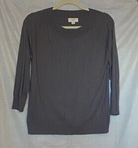 LOFT Outlet Women's Gray Pullover 3/4 Sleeve Sweater Sz M.
